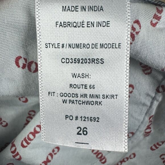 Alice + Olivia Route 66 Patchwork Mini Skirt Womens 26 Blue Denim High Rise Boho - Picture 11 of 12